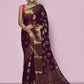 Classic Chiffon Silk Purple Weaving Saree