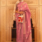 Classic Linen Pink Weaving Saree