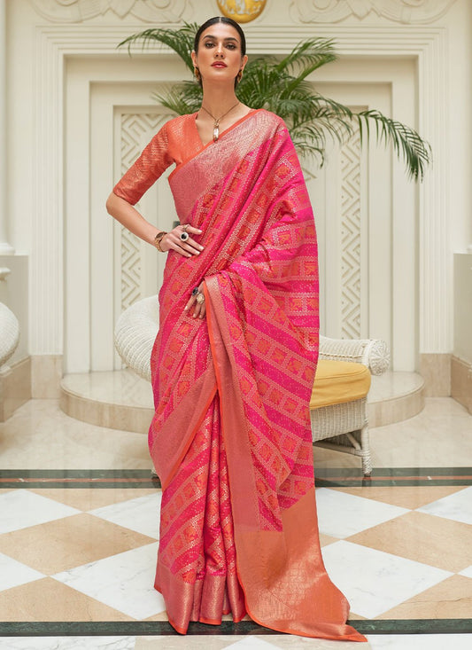 Classic Patola Silk Pink Weaving Saree