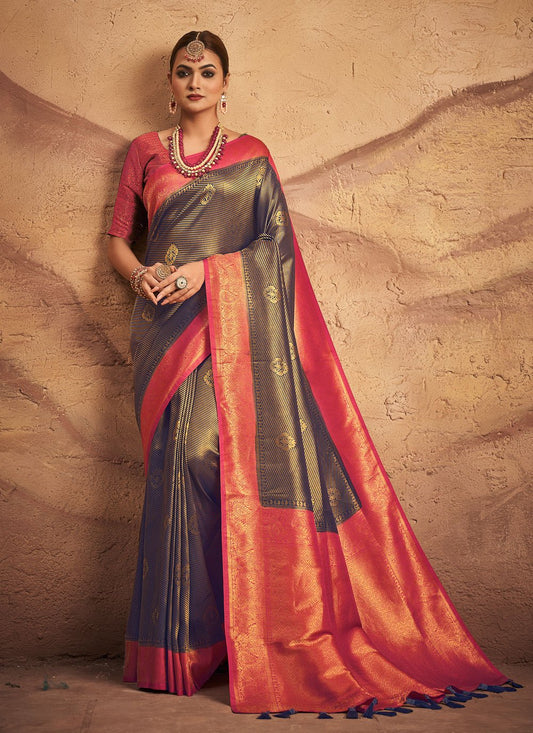 Classic Silk Blue Weaving Saree