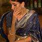 Classic Handloom Silk Satin Blue Weaving Saree