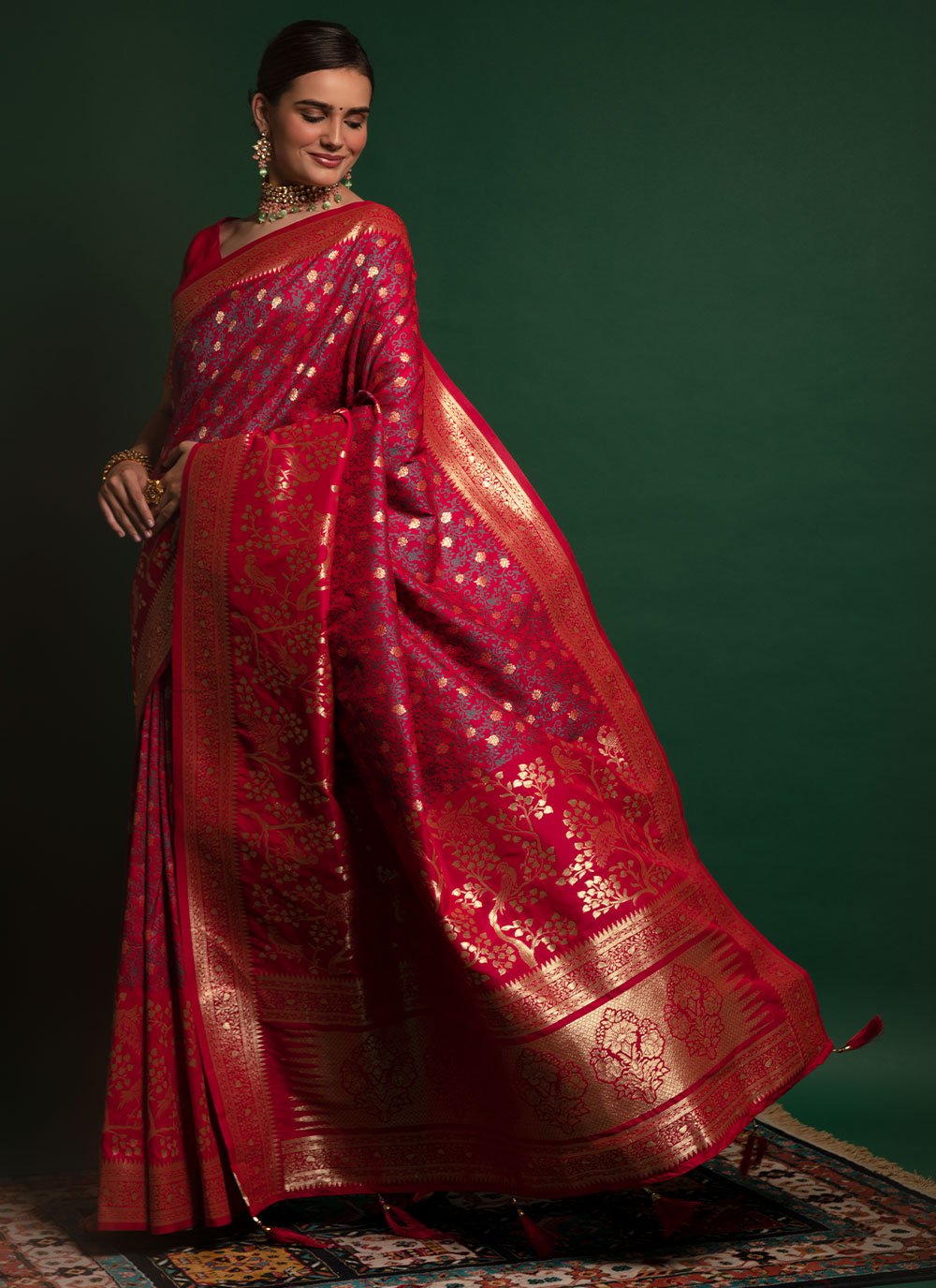 Contemporary Silk Red Weaving Saree