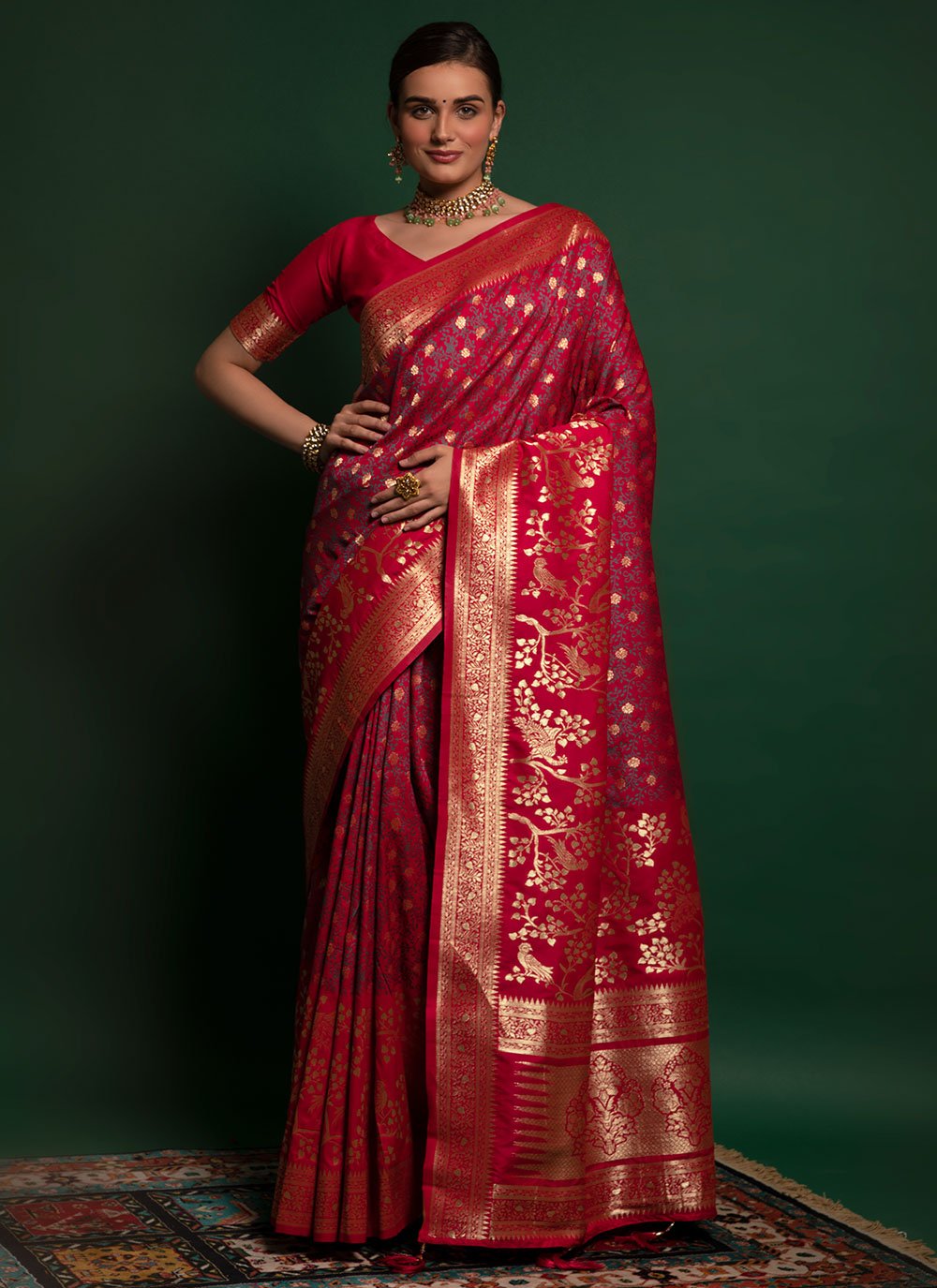 Contemporary Silk Red Weaving Saree