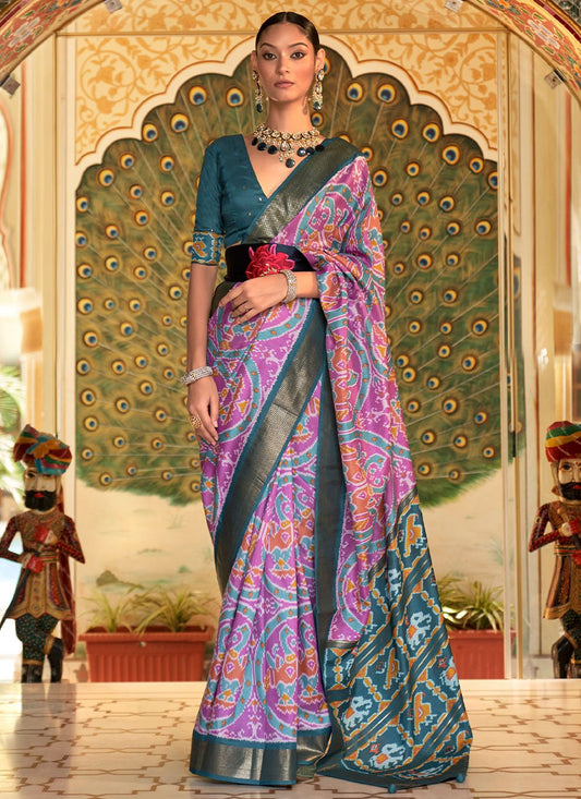 Contemporary Patola Silk Purple Weaving Saree