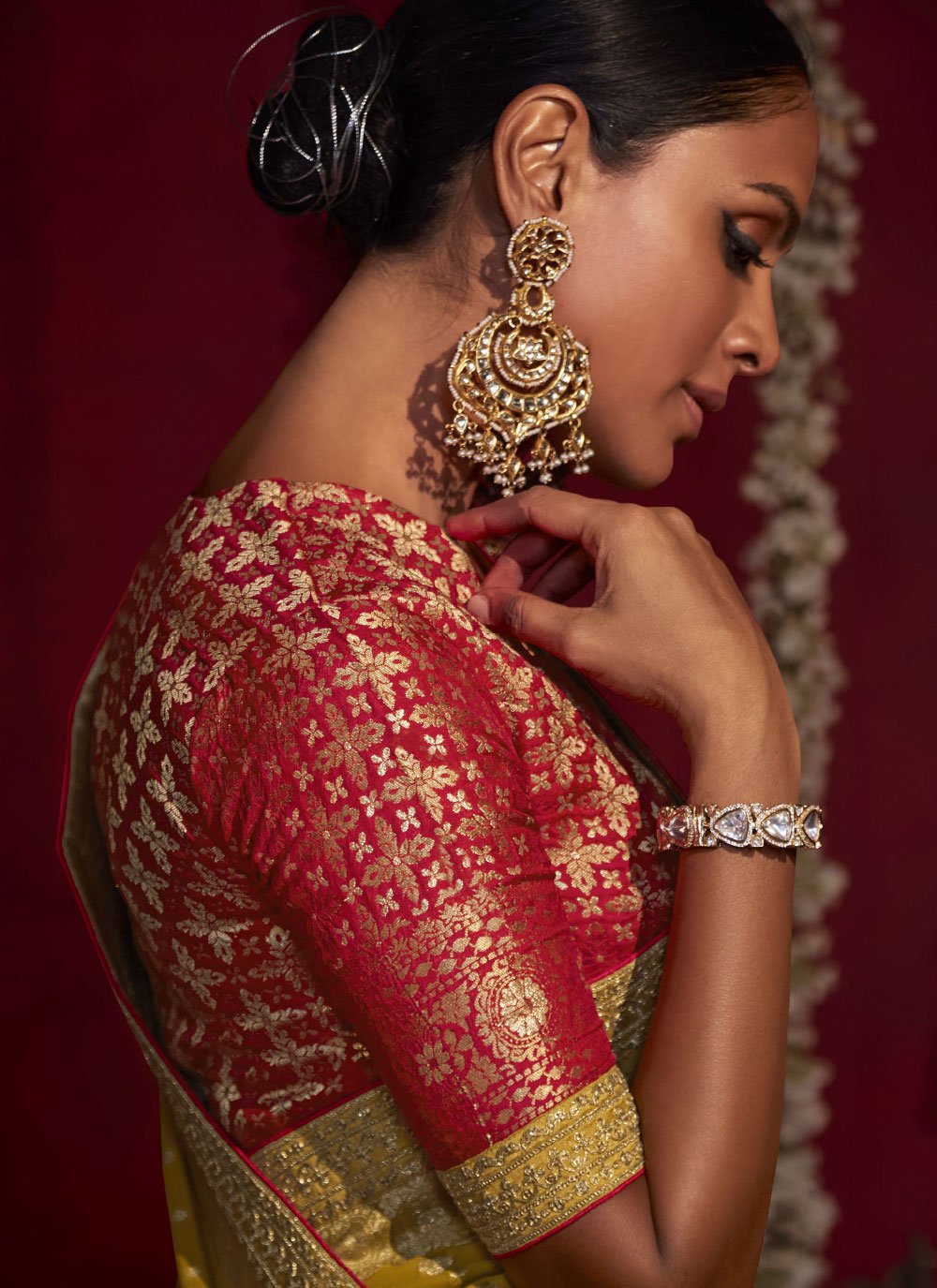 Contemporary Silk Mustard Weaving Saree