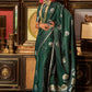 Contemporary Handloom Silk Satin Green Weaving Saree