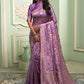 Contemporary Silk Lavender Weaving Saree