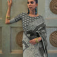 Contemporary Lucknowi Grey Chikankari Work Saree