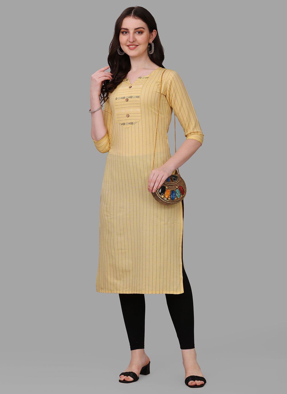 Casual Kurti Cotton Beige Weaving Kurtis