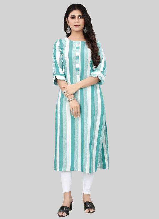 Designer Kurti Cotton Multi Colour Weaving Kurtis