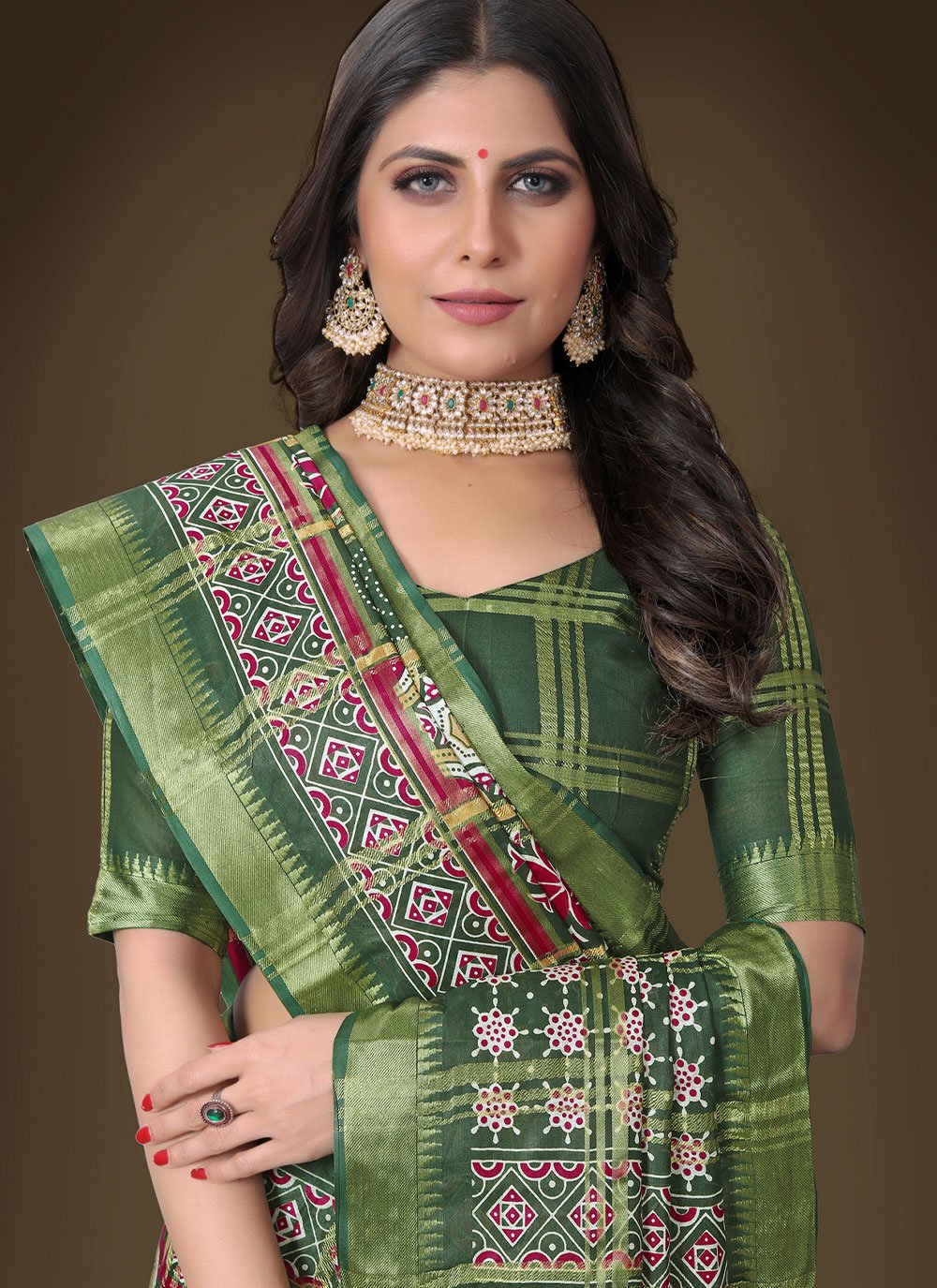 Classic Cotton Green Weaving Saree