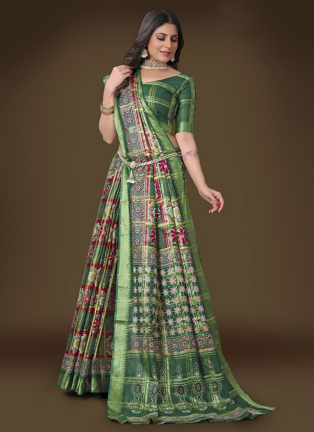 Classic Cotton Green Weaving Saree