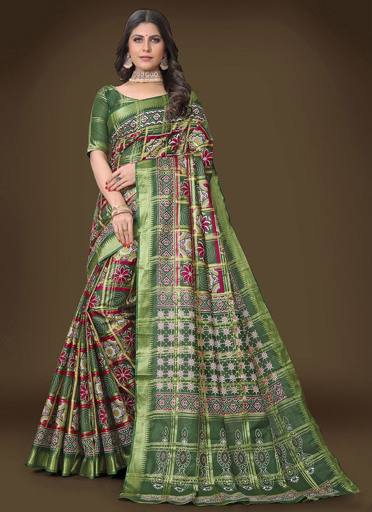 Classic Cotton Green Weaving Saree