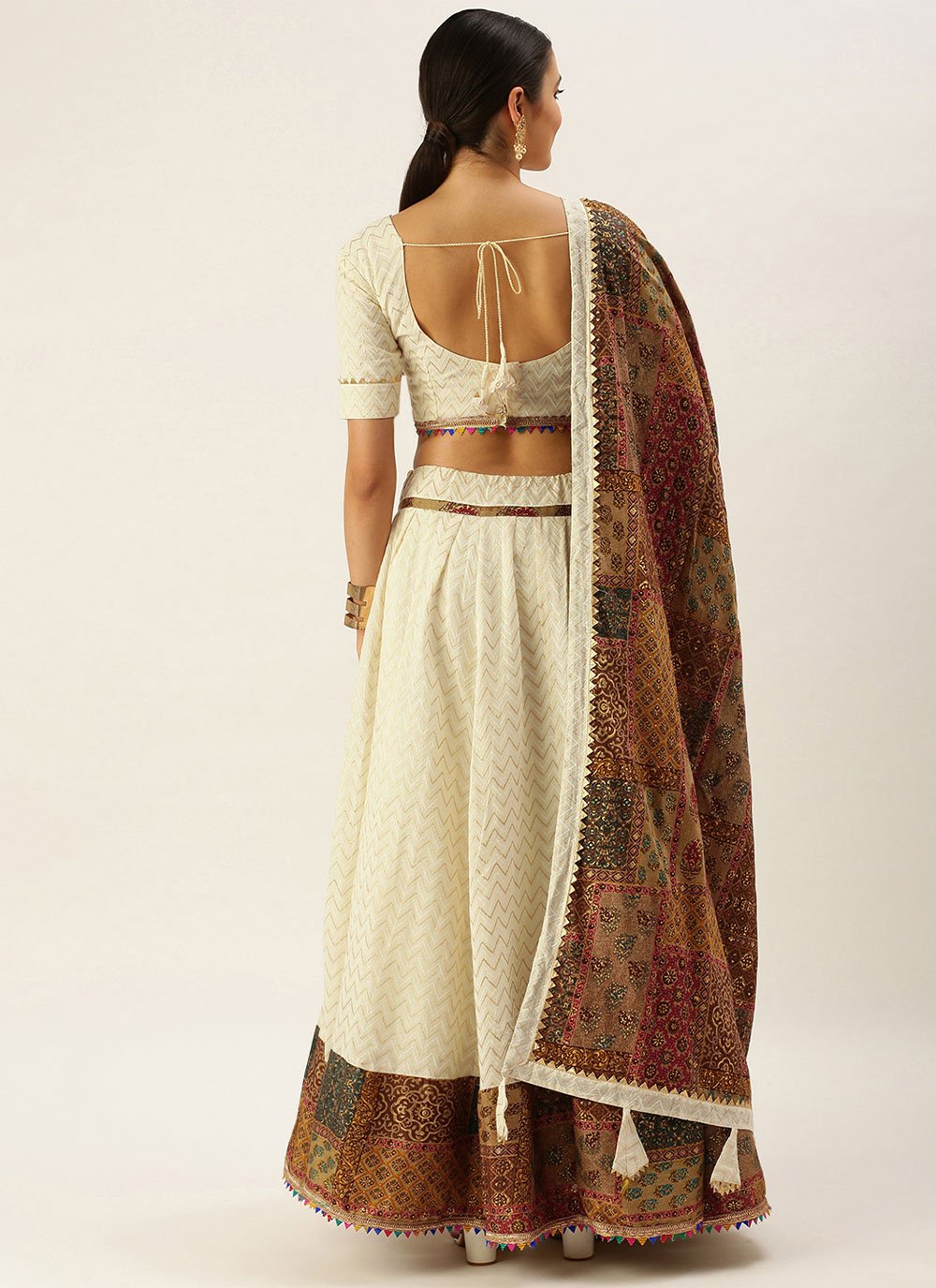 Lehenga Choli Cotton Off White Weaving Lehenga Choli