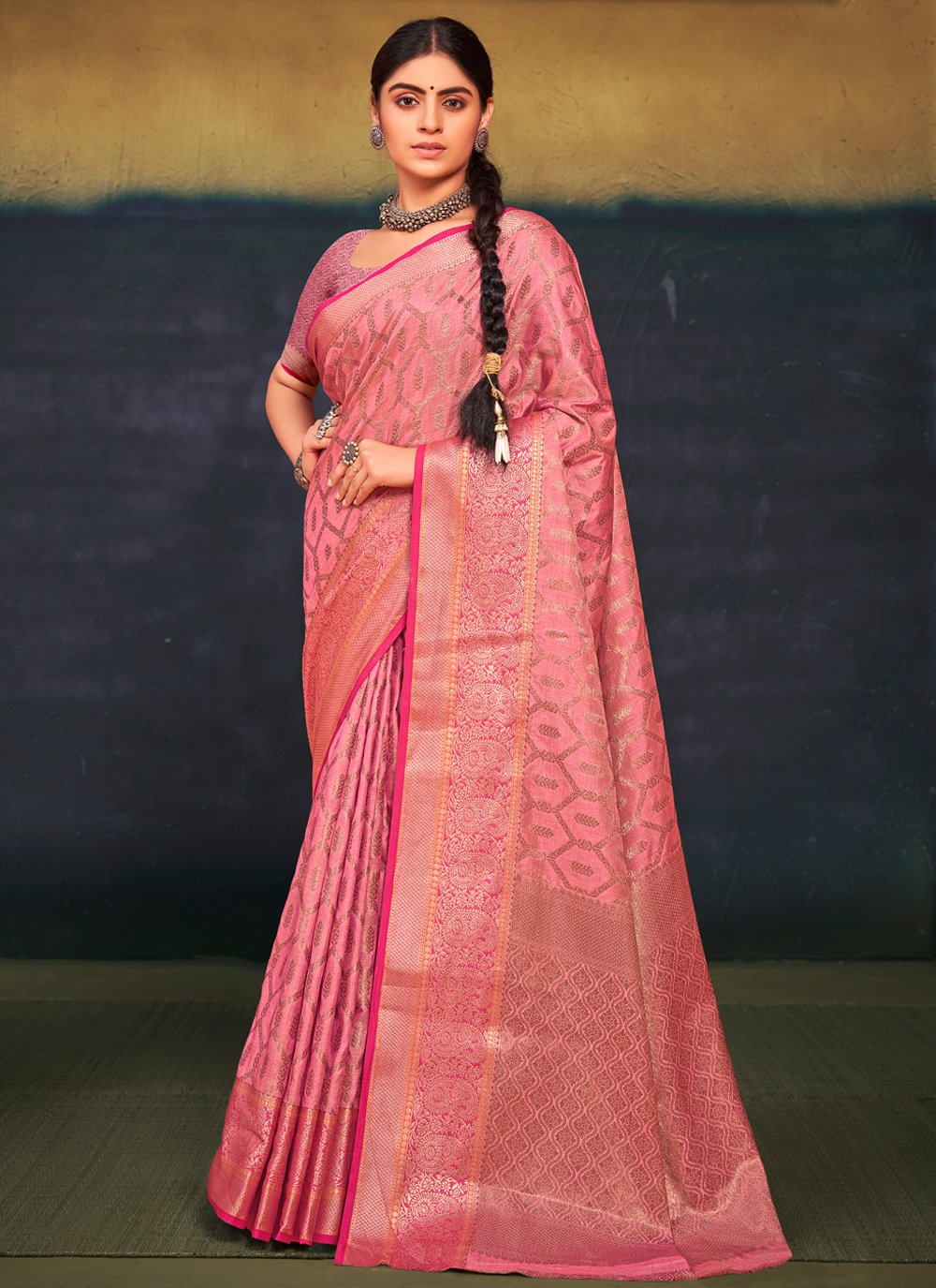 Traditional Saree Cotton Pink Weaving Saree