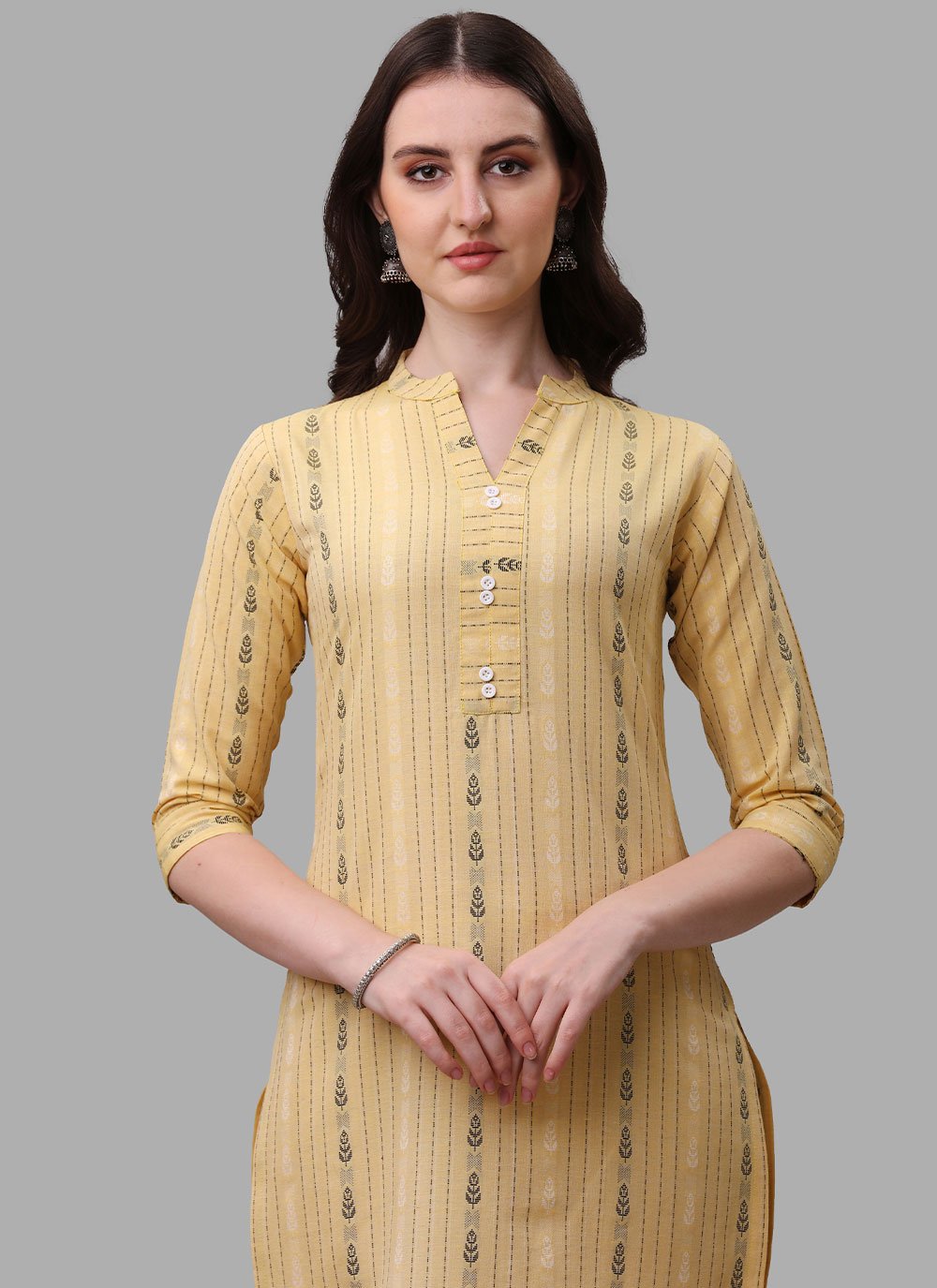 Salwar Suit Cotton Yellow Weaving Salwar Kameez