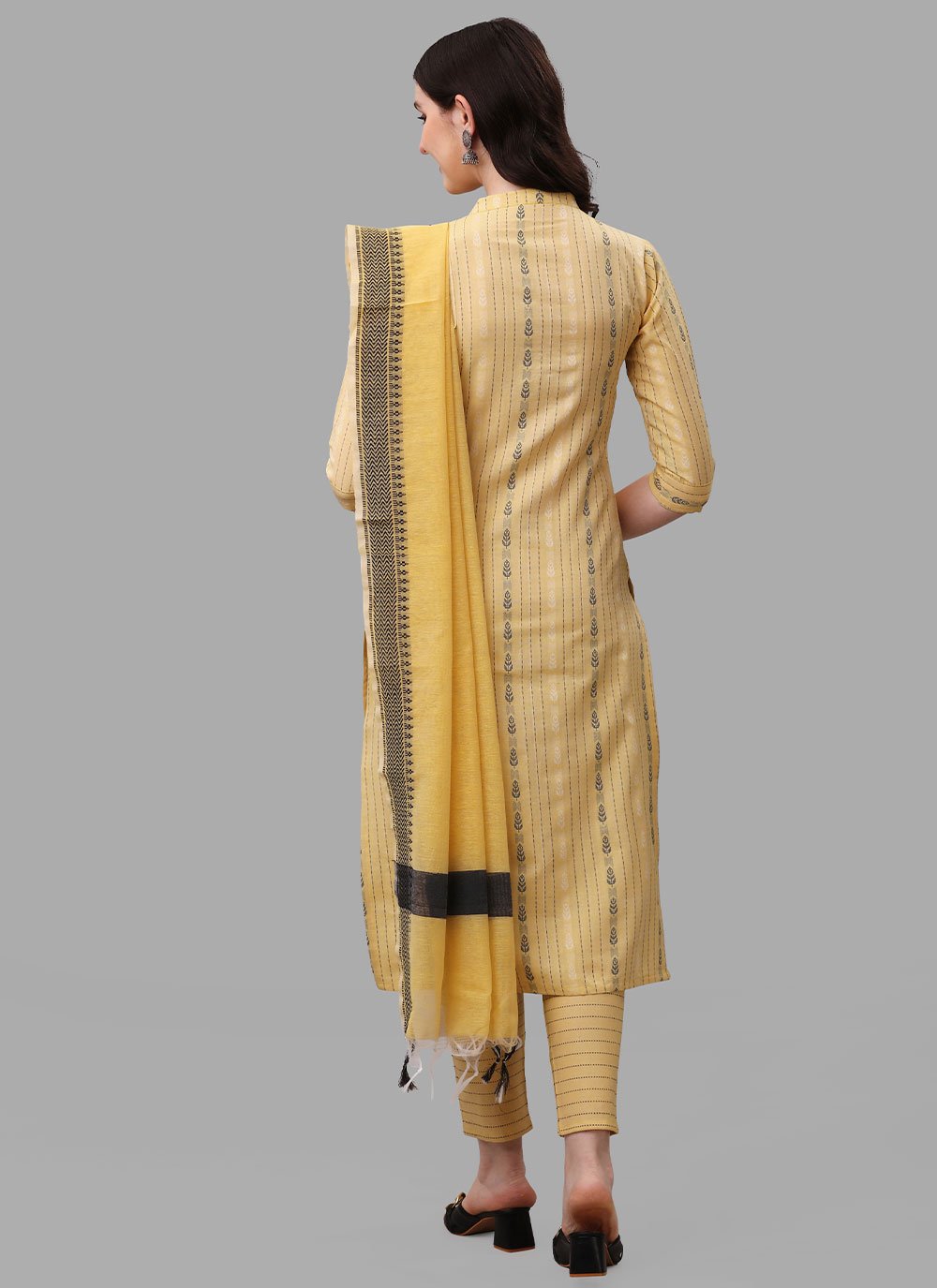 Salwar Suit Cotton Yellow Weaving Salwar Kameez