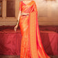 Trendy Saree Handloom Silk Orange Weaving Saree