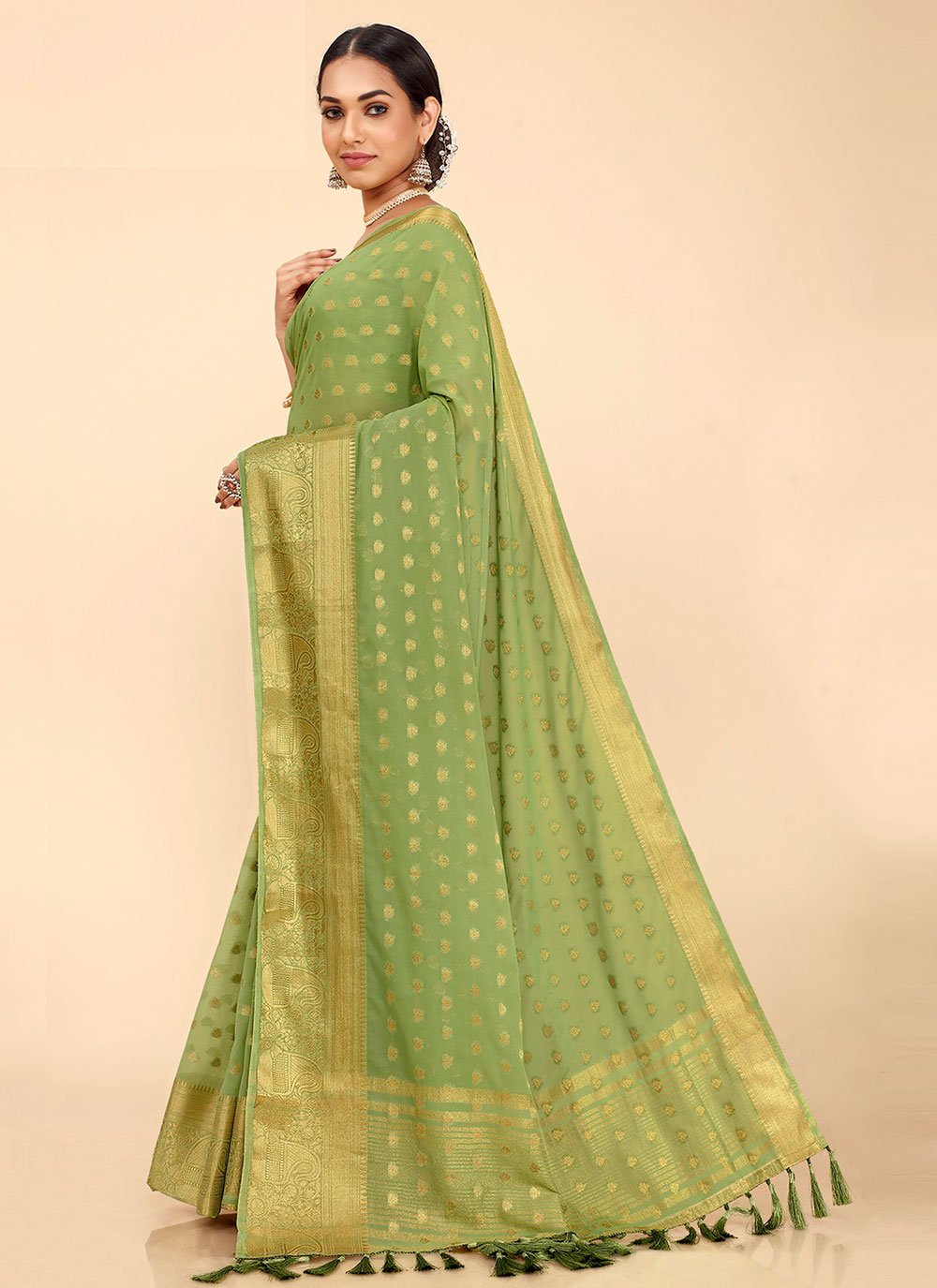 Contemporary Georgette Silk Green Weaving Saree