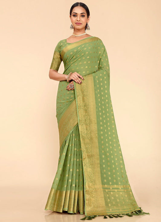 Contemporary Georgette Silk Green Weaving Saree