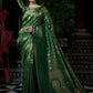 Designer Kanjivaram Silk Gold Green Weaving Saree