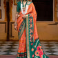 Contemporary Patola Silk Green Orange Weaving Saree