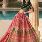 A Line Lehenga Banarasi Silk Green Pink Embroidered Lehenga Choli