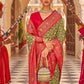 Classic Silk Green Red Patch Border Saree