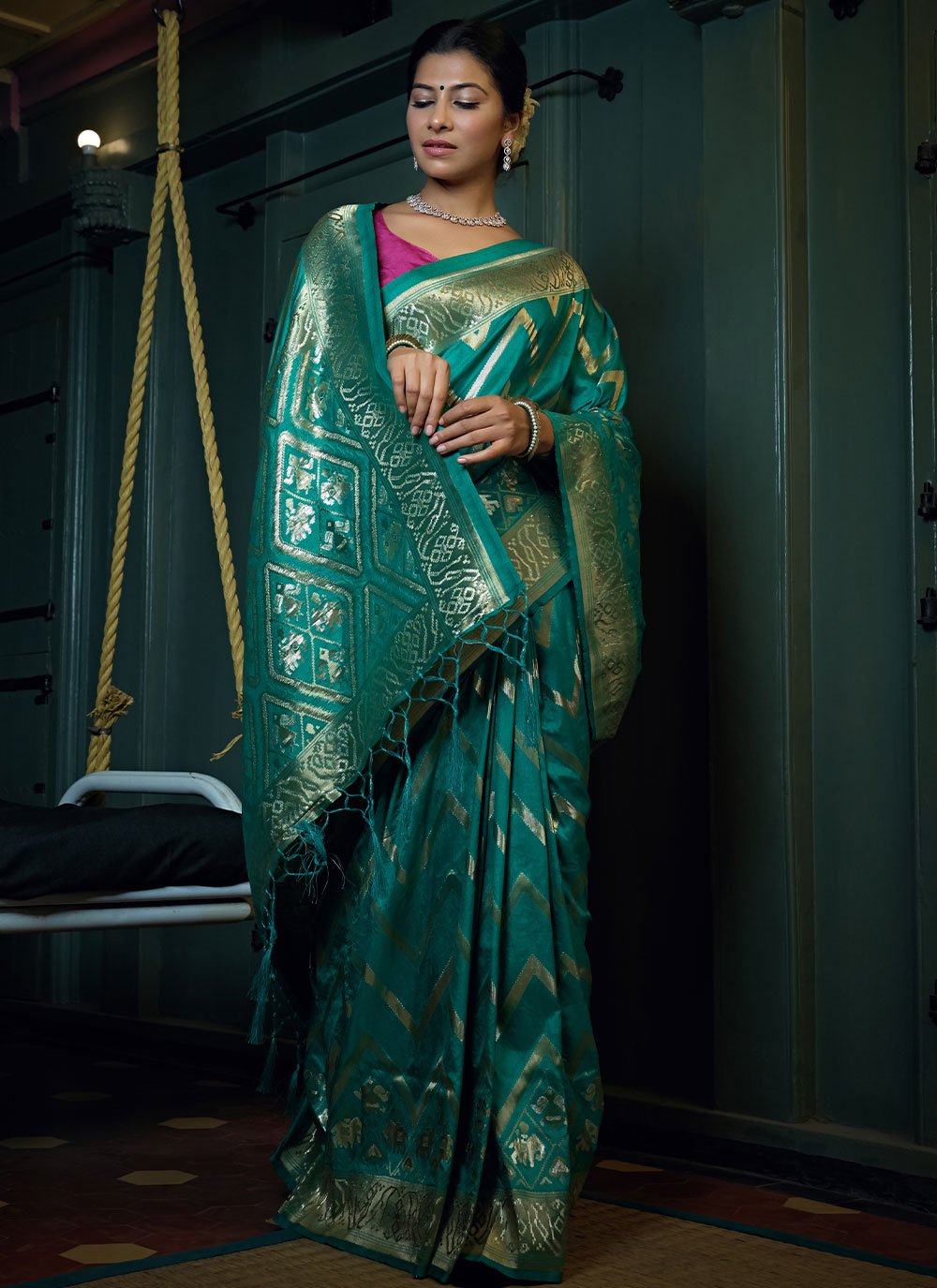 Classic Banarasi Silk Green Weaving Saree