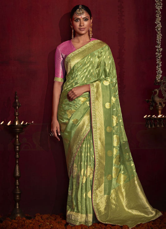 Classic Silk Green Weaving Saree