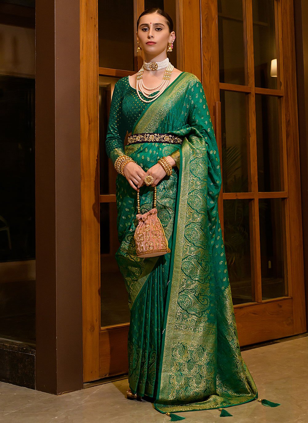 Classic Silk Green Weaving Saree