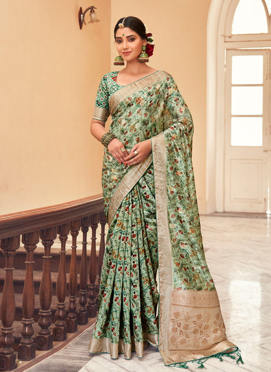 Traditional Saree Silk Green Weaving Saree