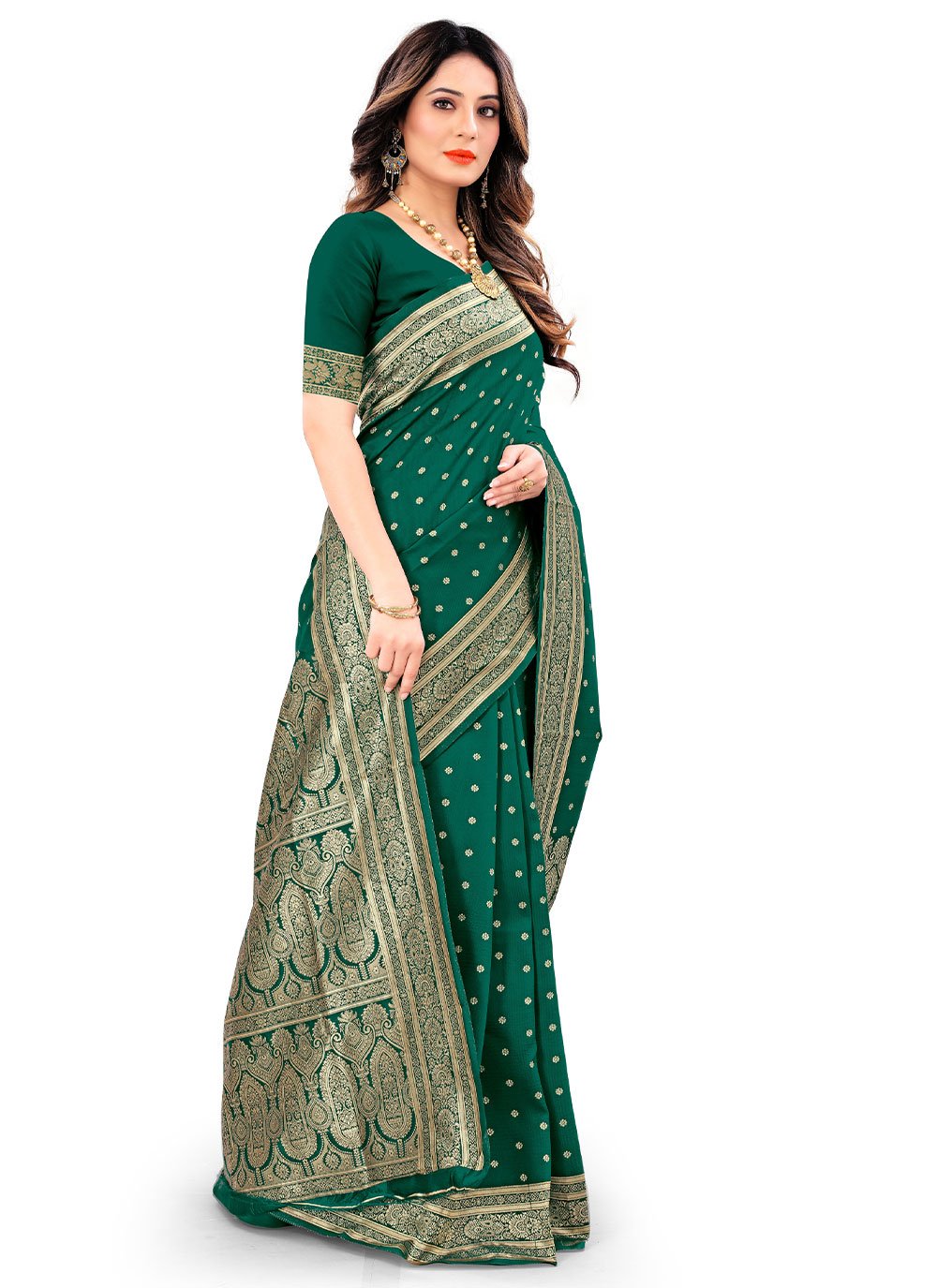 Classic Silk Green Weaving Saree