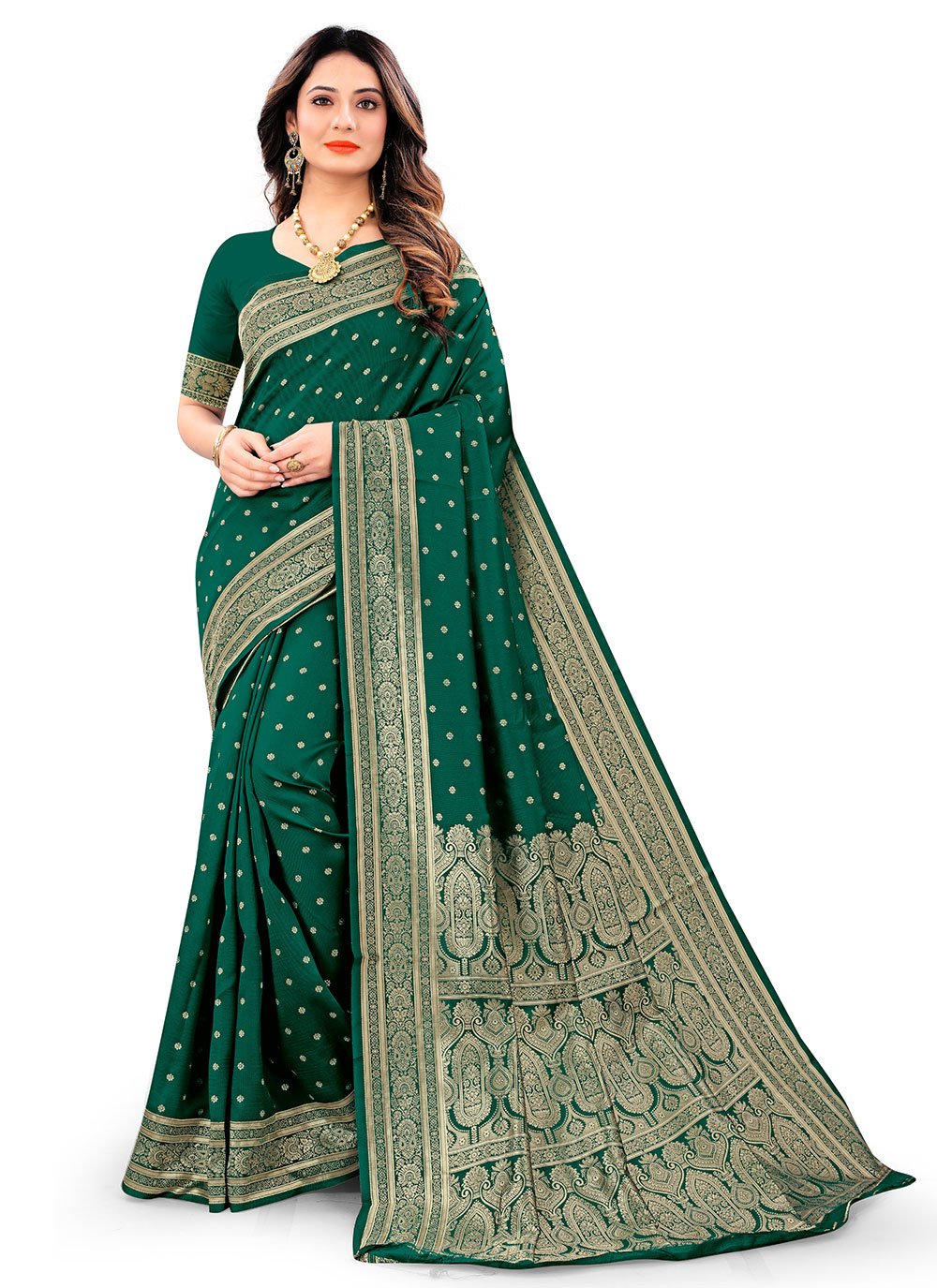 Classic Silk Green Weaving Saree