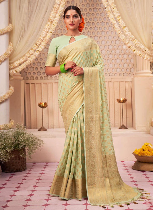 Classic Georgette Green Weaving Saree