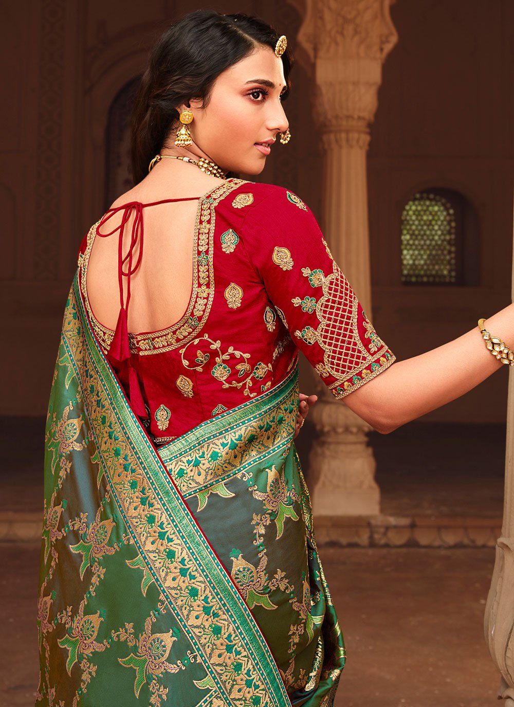 Classic Silk Green Weaving Saree