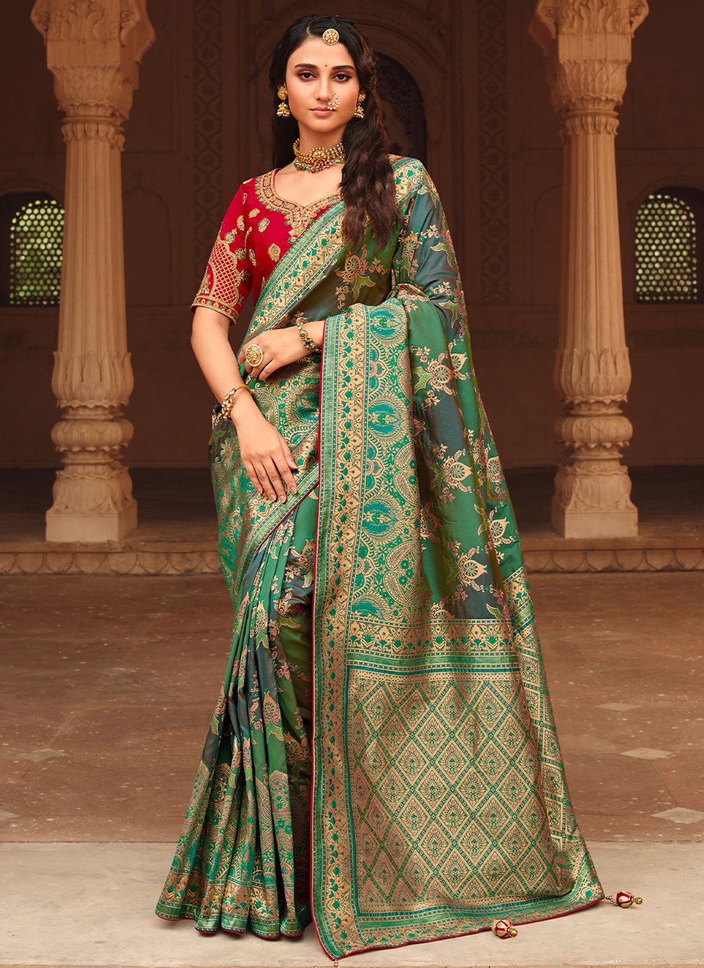 Classic Silk Green Weaving Saree