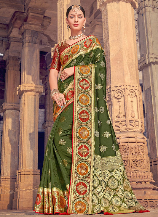 Classic Silk Green Weaving Saree