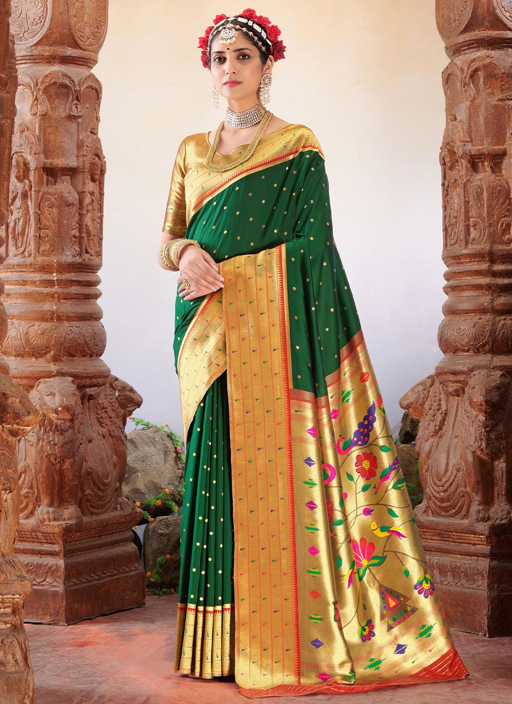 Classic Silk Green Weaving Saree