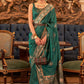 Contemporary Handloom Silk Tussar Silk Green Sequins Saree