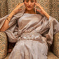 Contemporary Handloom Silk Grey Weaving Saree