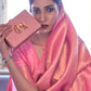 Contemporary Handloom Silk Pink Weaving Saree