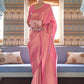 Contemporary Handloom Silk Pink Weaving Saree