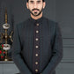 Indo Western Jacquard Black Rama Weaving Mens