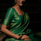 Trendy Saree Kanjivaram Silk Gold Green Weaving Saree
