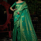 Trendy Saree Kanjivaram Silk Gold Green Weaving Saree