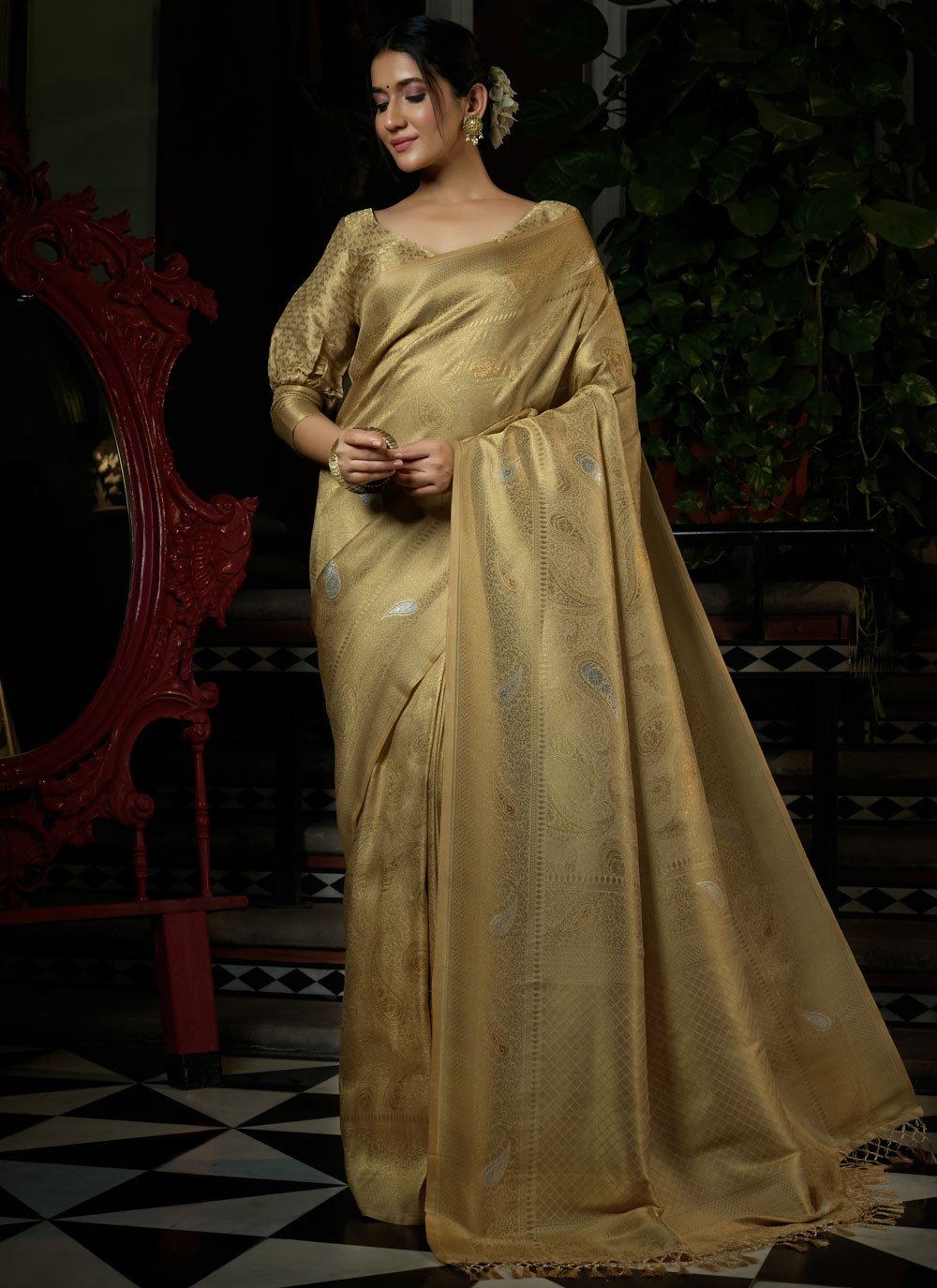 Classic Kanjivaram Silk Gold Weaving Saree