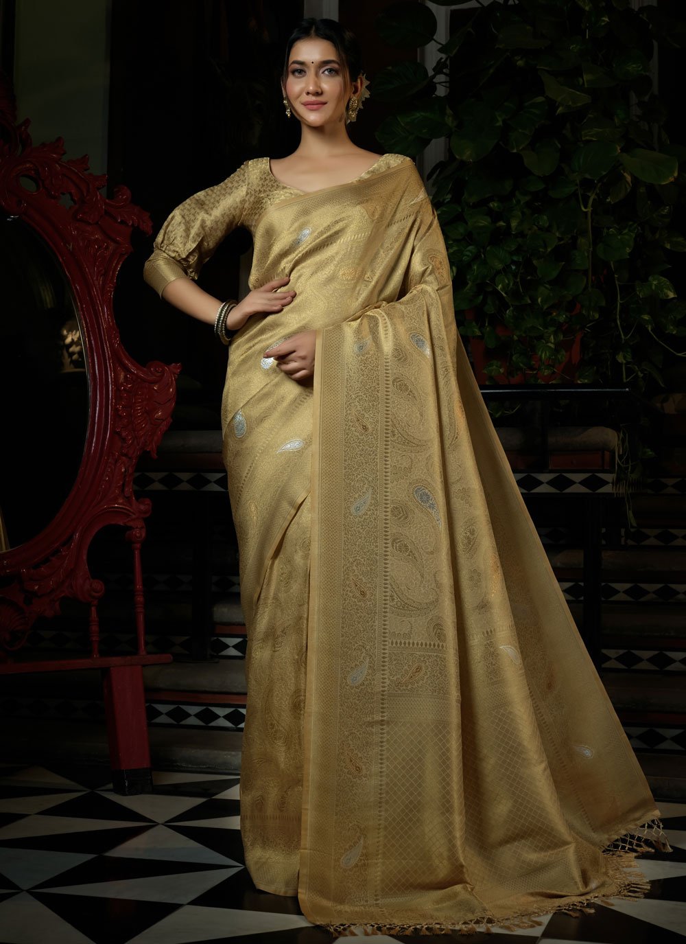 Classic Kanjivaram Silk Gold Weaving Saree