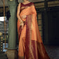 Trendy Saree Kanjivaram Silk Peach Weaving Saree