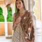 Classic Cotton Lucknowi Brown Weaving Saree